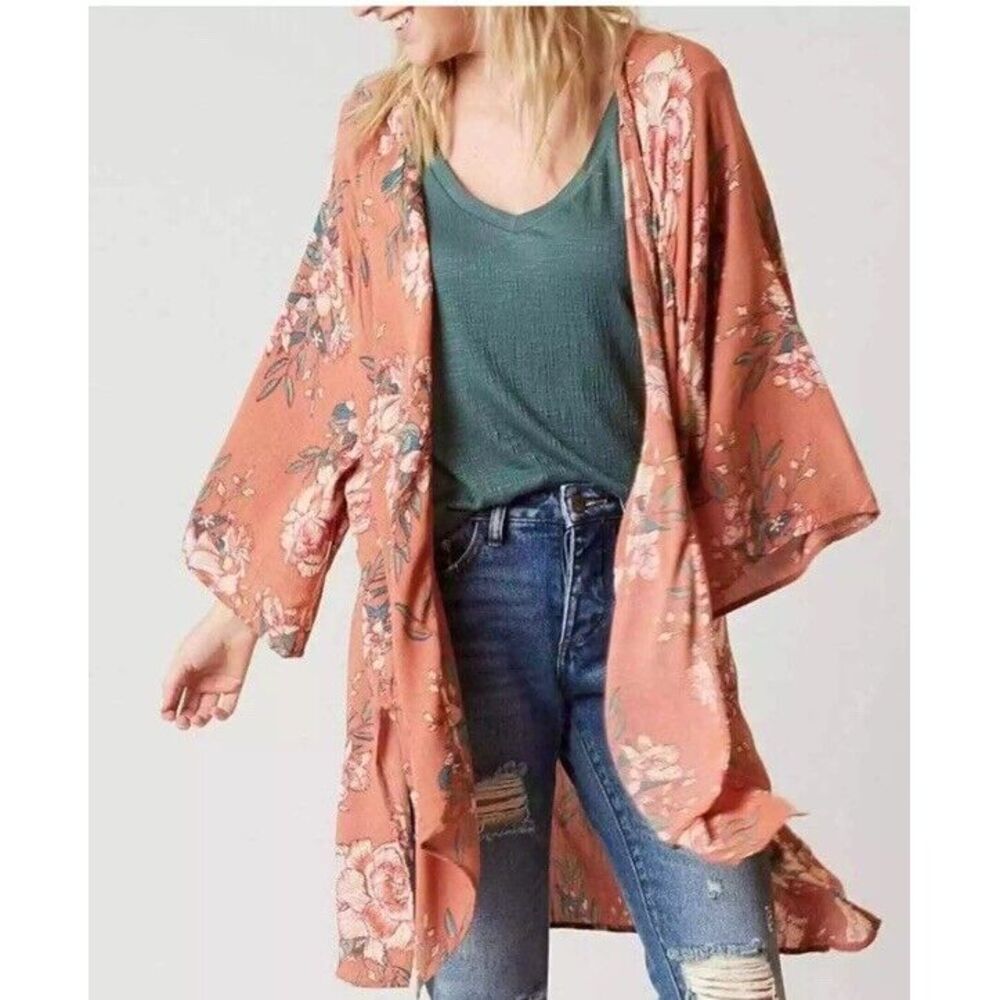 Billabong Kimono Dreamy Desert Floral‎ Cardigan Wrap In Ash Rose Size S/M